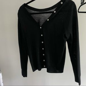 J Crew Buttoned Back Black Sweater